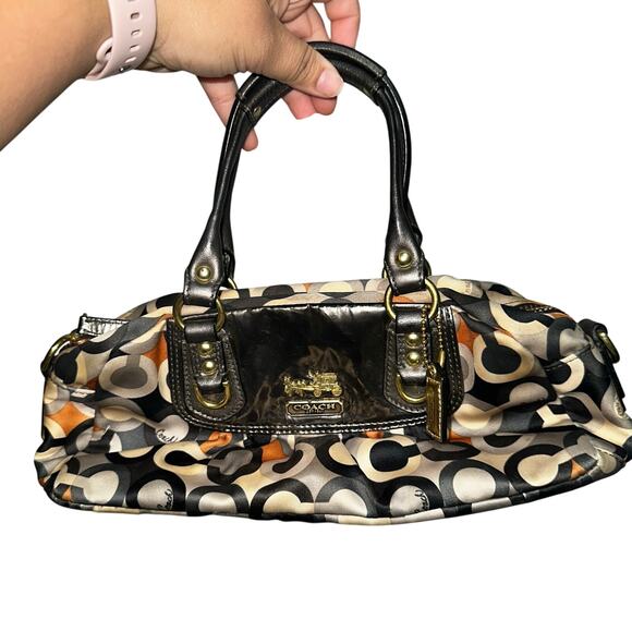 Vintage Coach Amanda Satin Leather Mini Satchel Shoulder Bag Multicolor - Picture 1 of 6